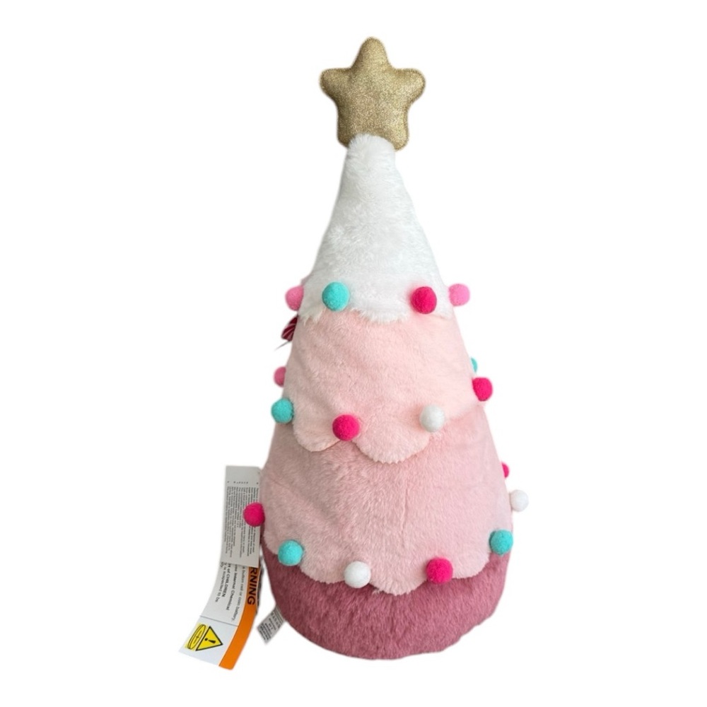 Peppermint Square Light Up Pink Plush LED Christmas Tree Decor Pillow LARGE